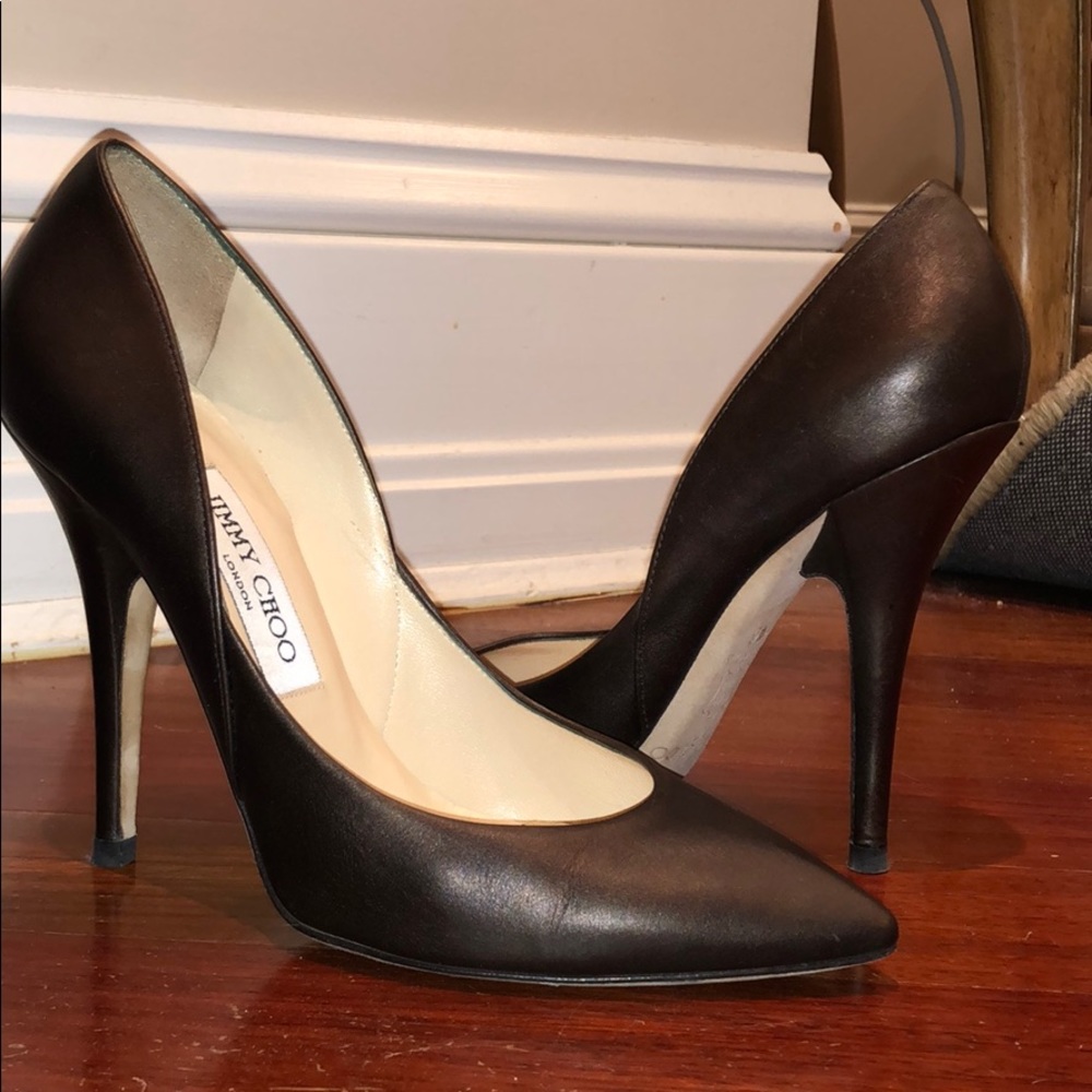 Jimmy Choo Pointed Bronze Sweden Pumps